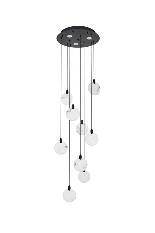 Avery 20" Round Pendant in Black And Frosted White