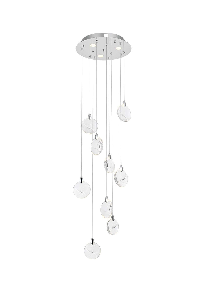 Avery 20" Round Pendant in Chrome And Clear