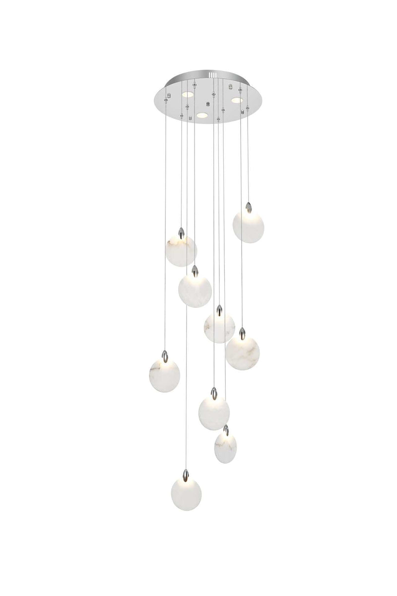Avery 20" Round Pendant in Chrome And Frosted White