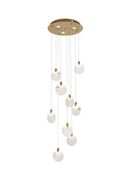 Avery 20" Round Pendant in Satin Gold And Frosted White