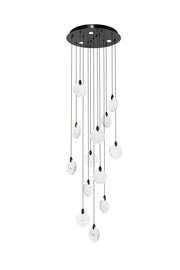 Avery 24" Round Pendant in Black And Clear