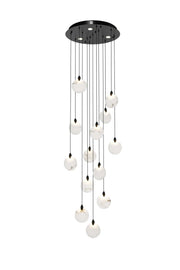 Avery 24" Round Pendant in Black And Frosted White
