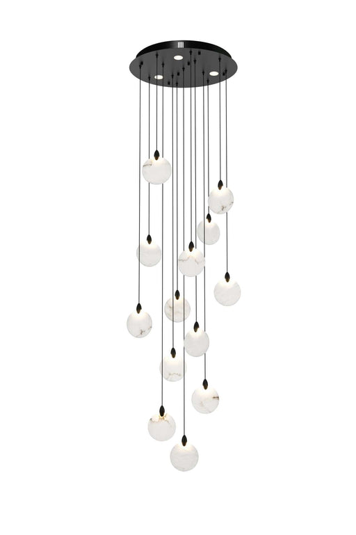 Avery 24" Round Pendant in Black And Frosted White