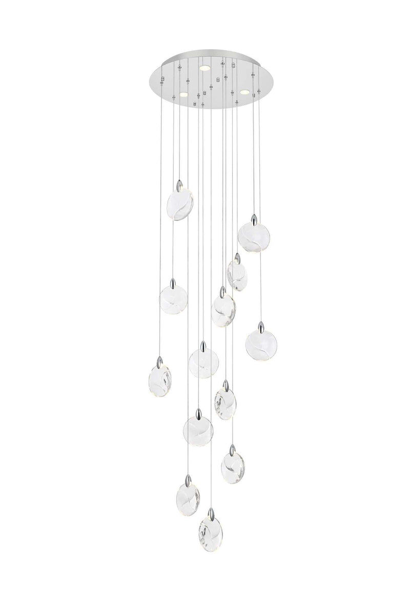Avery 24" Round Pendant in Chrome And Clear