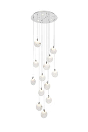 Avery 24" Round Pendant in Chrome And Frosted White