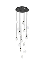 Avery 28" Round Pendant in Black And Clear