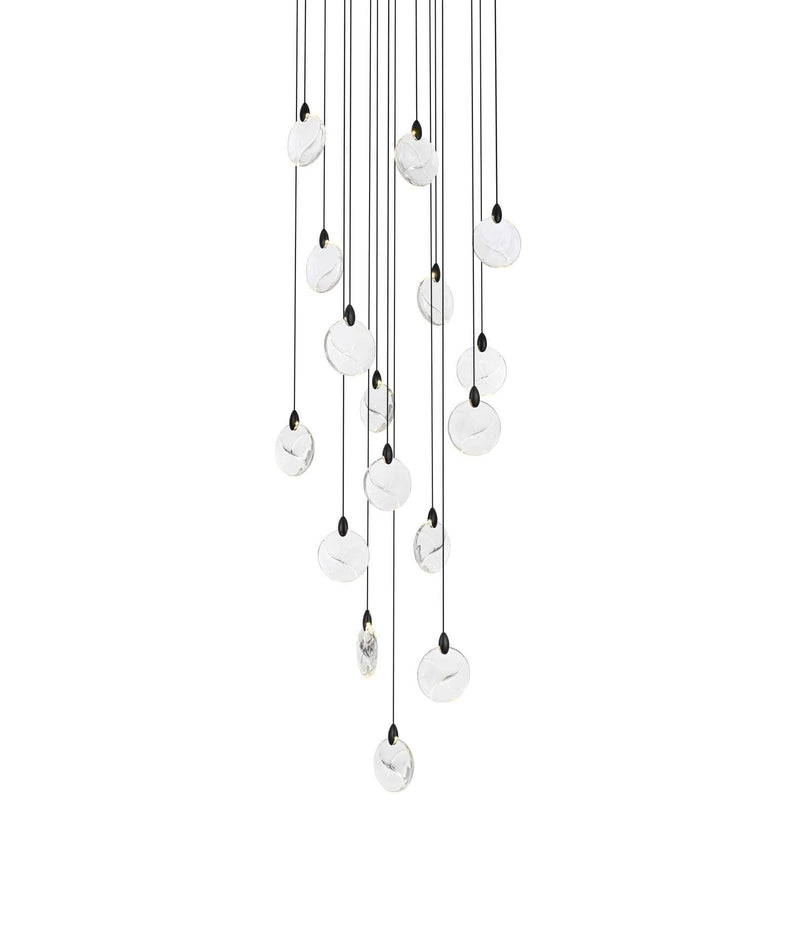 Avery 28" Round Pendant in Black And Clear