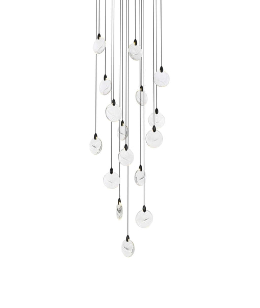 Avery 28" Round Pendant in Black And Clear