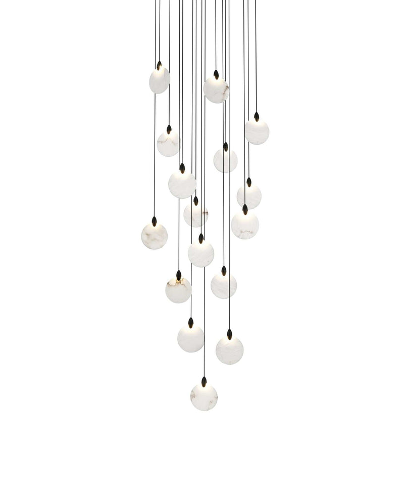 Avery 28" Round Pendant in Black And Frosted White