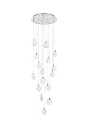Avery 28" Round Pendant in Chrome And Clear