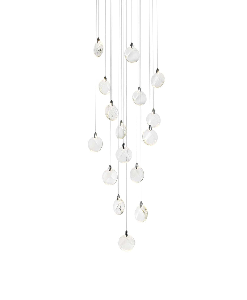 Avery 28" Round Pendant in Chrome And Clear