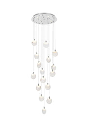 Avery 28" Round Pendant in Chrome And Frosted White