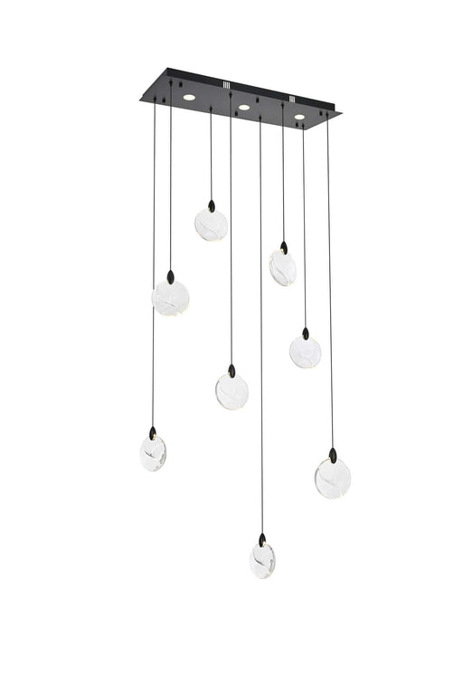 Avery 36" Linear Pendant in Black And Clear