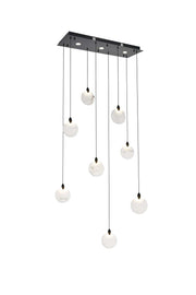 Avery 36" Linear Pendant in Black And Frosted White