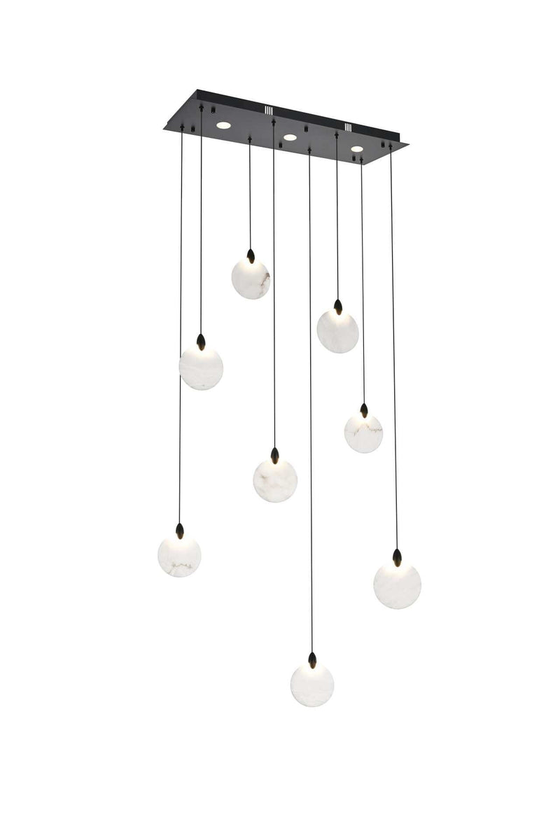 Avery 36" Linear Pendant in Black And Frosted White