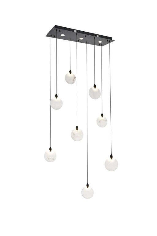 Avery 36" Linear Pendant in Black And Frosted White