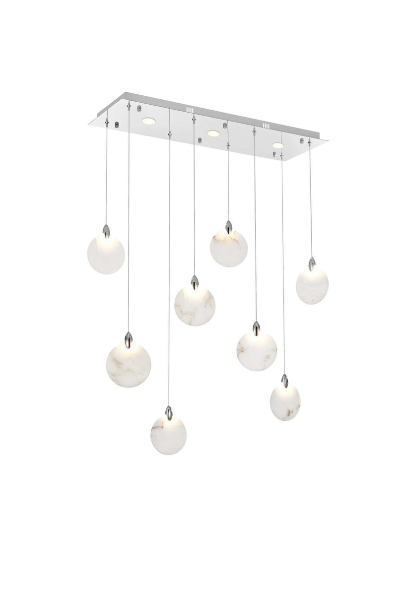 Avery 36" Linear Pendant in Chrome And Frosted White