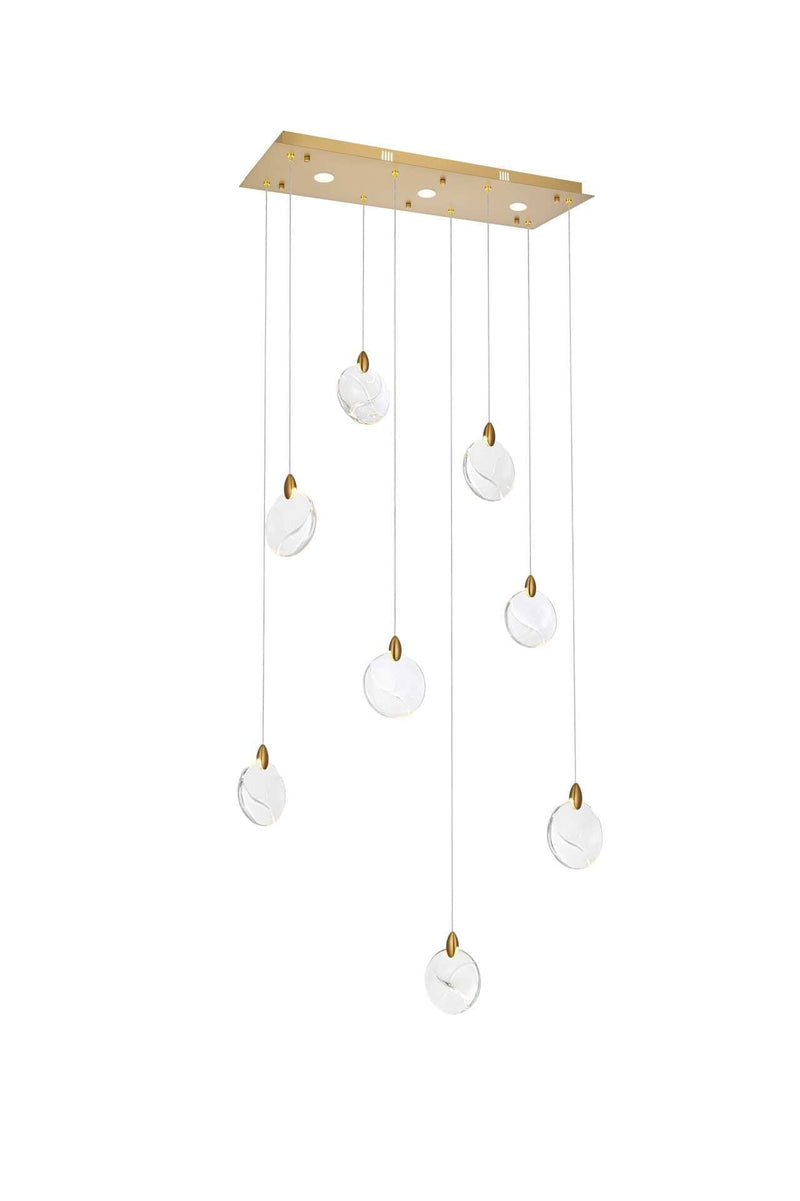 Avery 36" Linear Pendant in Satin Gold And Clear
