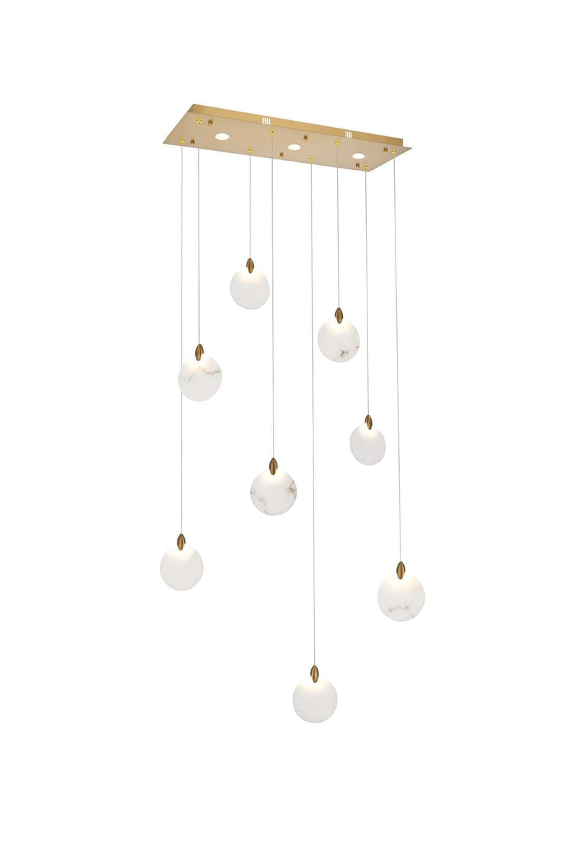 Avery 36" Linear Pendant in Satin Gold And Frosted White