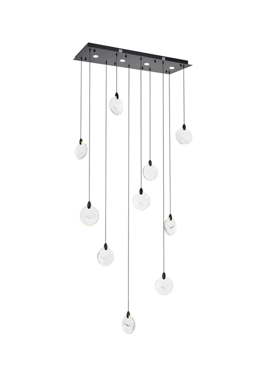 Avery 42" Linear Pendant in Black And Clear
