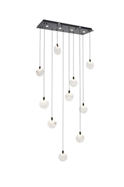 Avery 42" Linear Pendant in Black And Frosted White