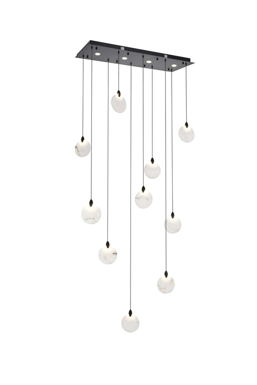 Avery 42" Linear Pendant in Black And Frosted White