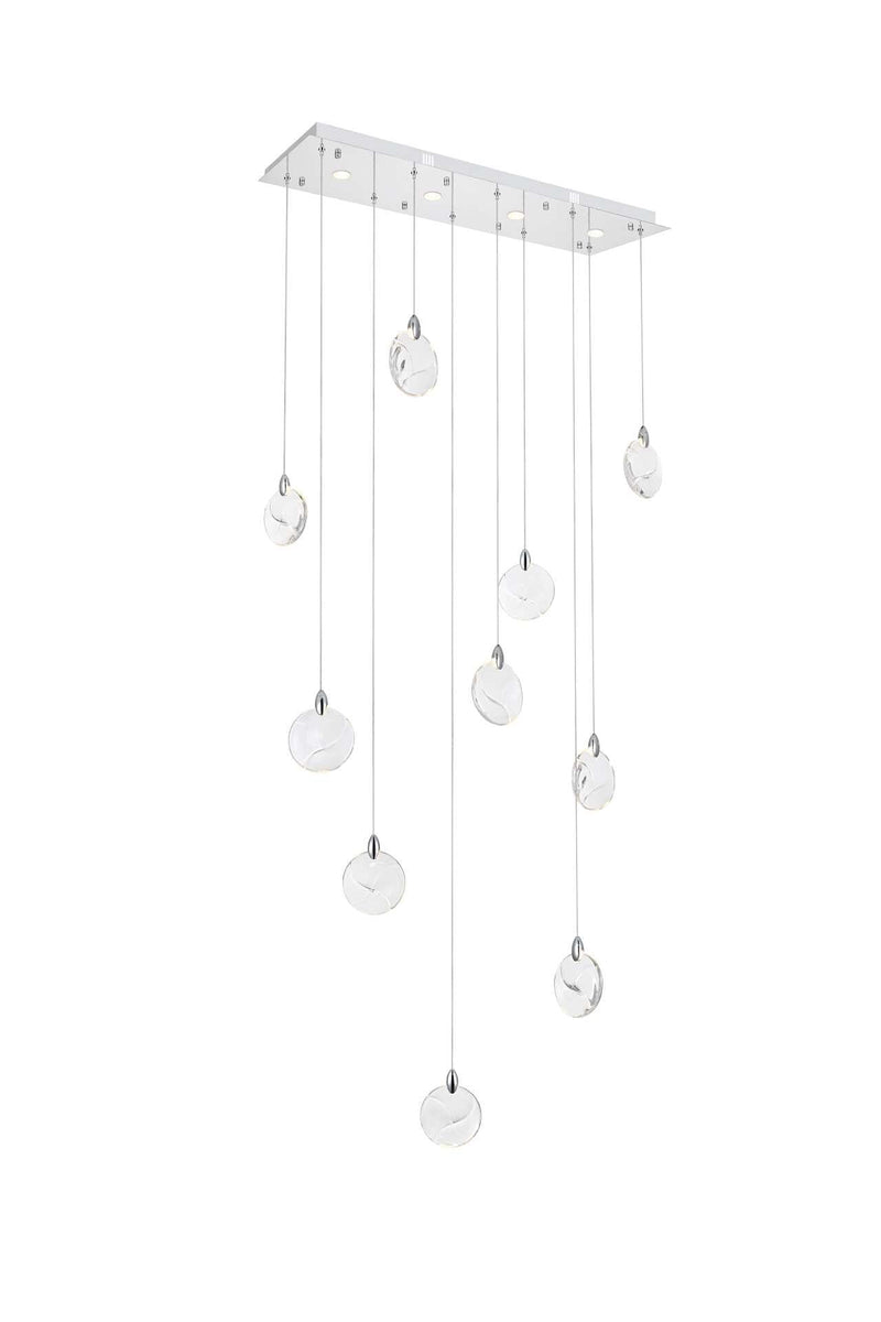 Avery 42" Linear Pendant in Chrome And Clear