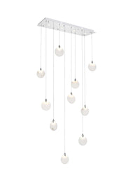 Avery 42" Linear Pendant in Chrome And Frosted White