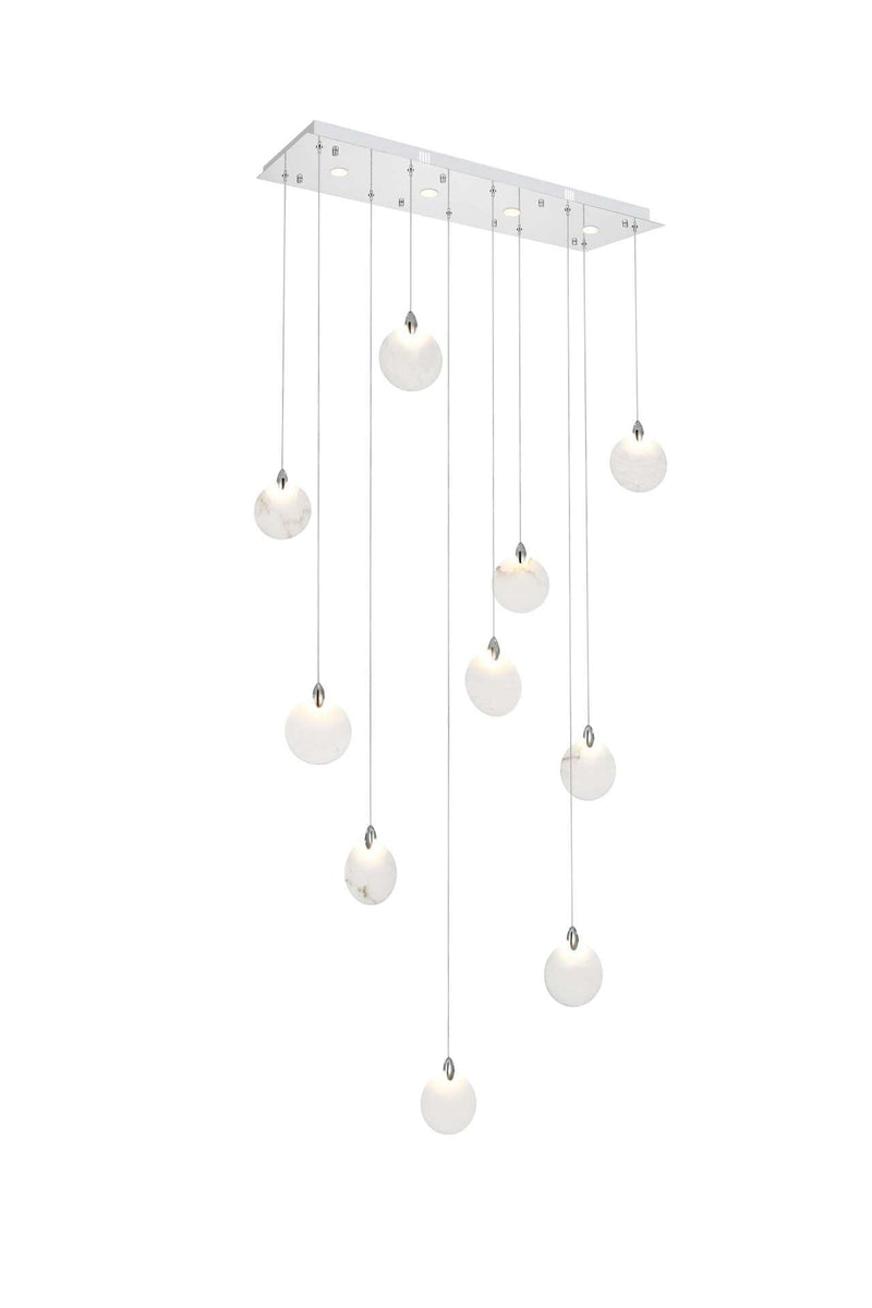 Avery 42" Linear Pendant in Chrome And Frosted White