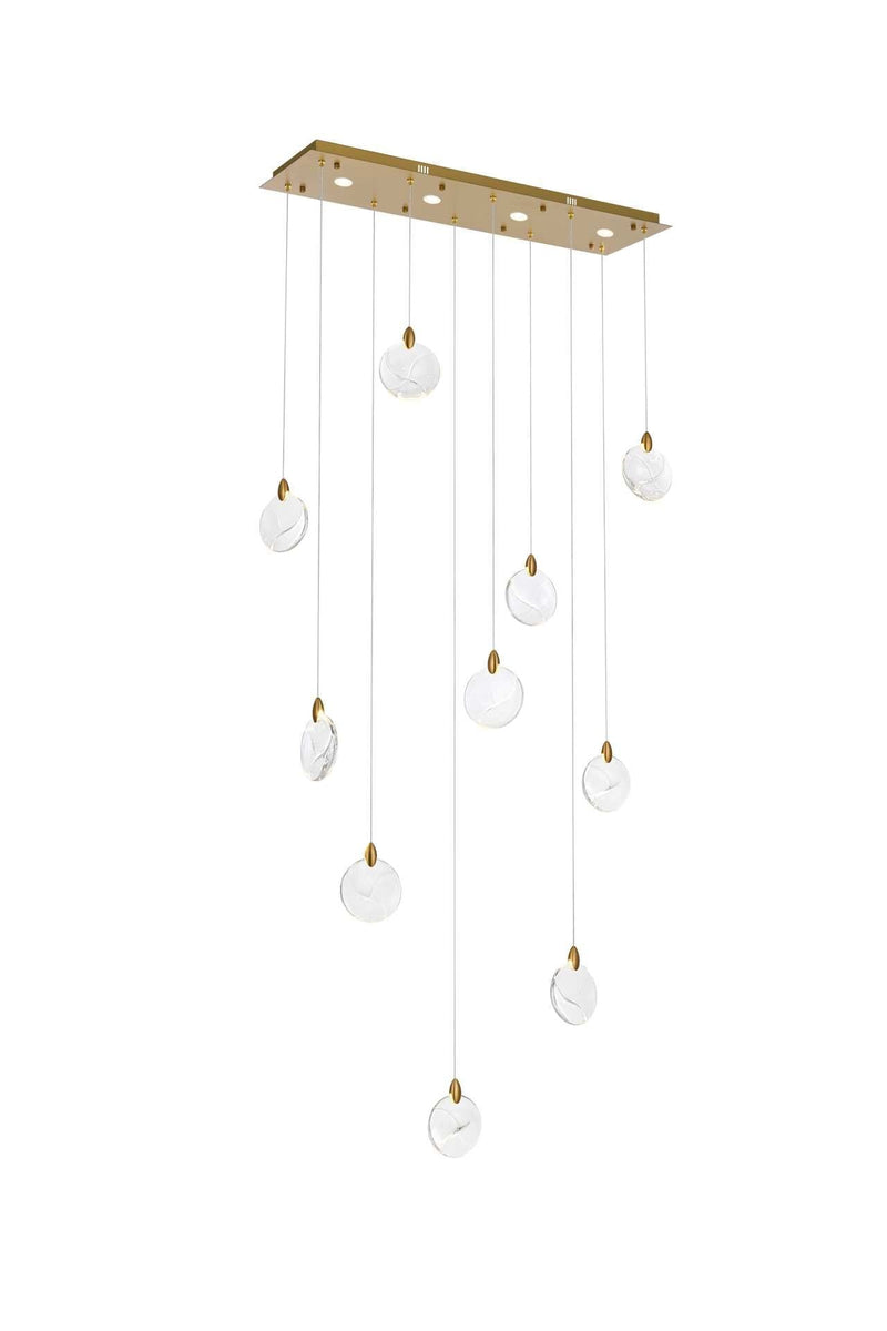 Avery 42" Linear Pendant in Satin Gold And Clear