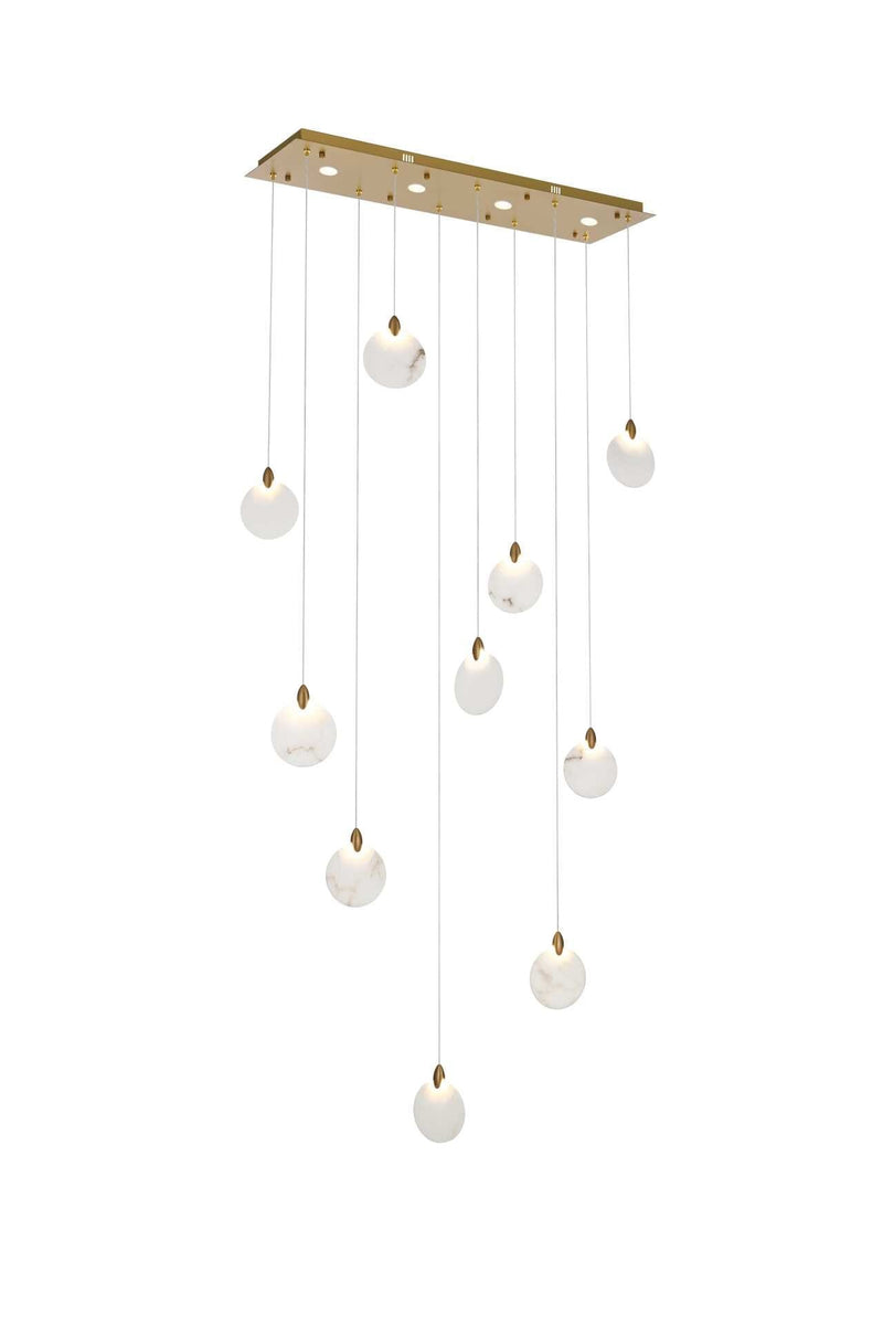 Avery 42" Linear Pendant in Satin Gold And Frosted White