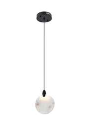 Avery 6" Mini Pendant in Black And Frosted White