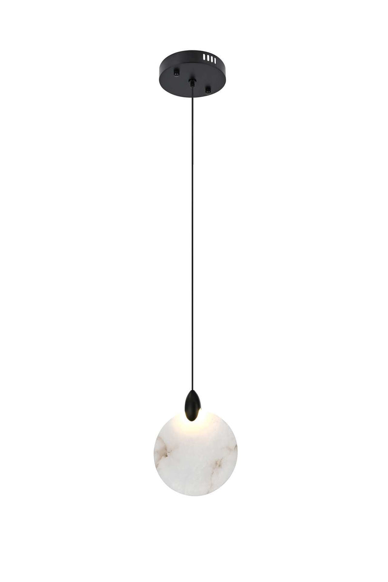Avery 6" Mini Pendant in Black And Frosted White