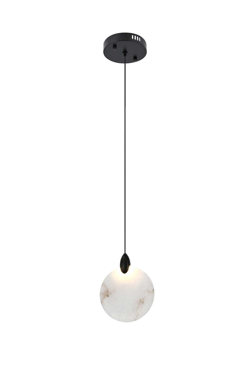 Avery 6" Mini Pendant in Black And Frosted White