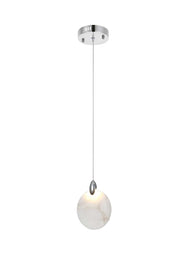 Avery 6" Mini Pendant in Chrome And Frosted White