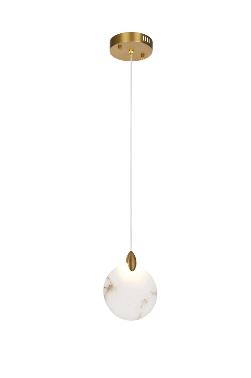 Avery 6" Mini Pendant in Satin Gold And Frosted White