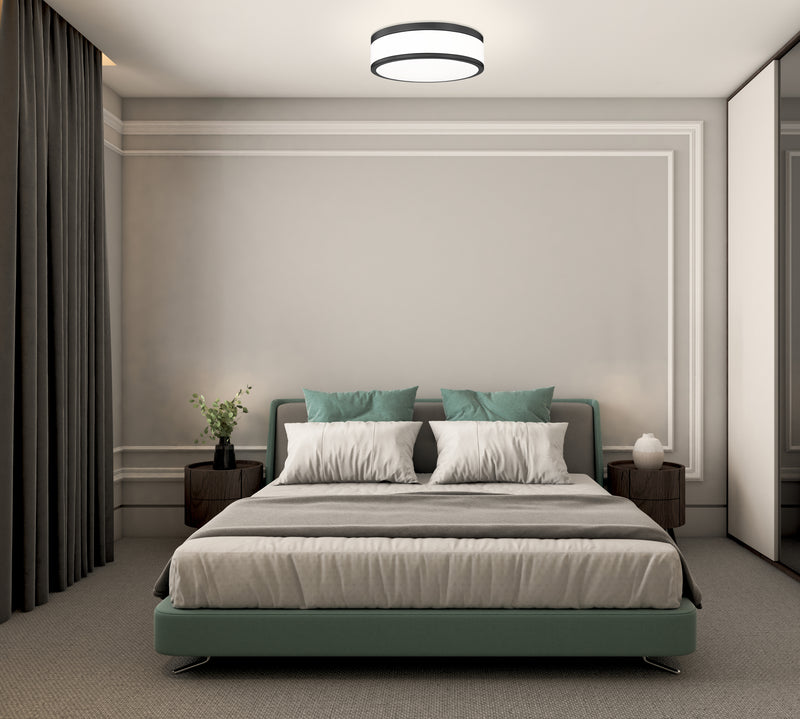 Ballord 1 Light 12" Flush Mount in Matte Black in a room setting