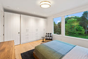 Ballord 1 Light 12" Flush Mount in Modern Gold in a room setting
