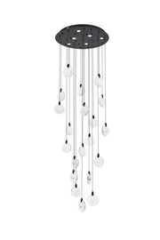 Avery 32" Round Chandelier in Black And Clear