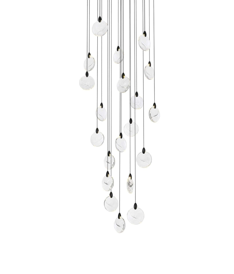 Avery 32" Round Chandelier in Black And Clear