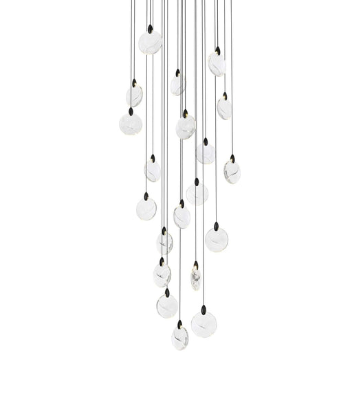 Avery 32" Round Chandelier in Black And Clear