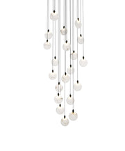 Avery 32" Round Chandelier in Black And Frosted White