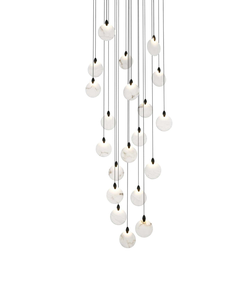 Avery 32" Round Chandelier in Black And Frosted White
