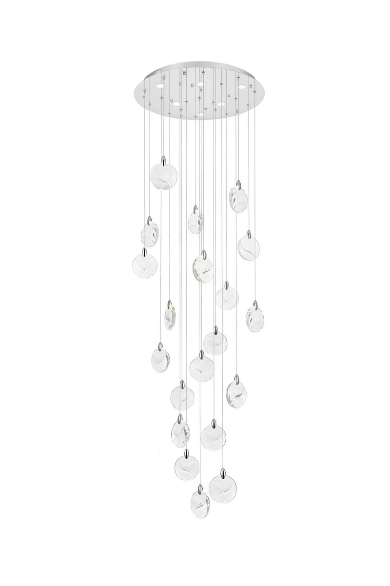Avery 32" Round Chandelier in Chrome And Clear