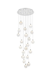 Avery 32" Round Chandelier in Chrome And Frosted White