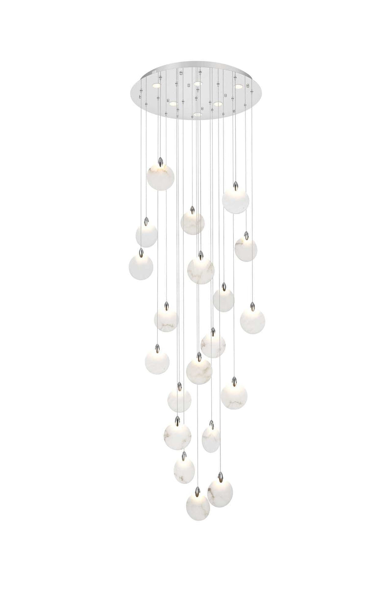 Avery 32" Round Chandelier in Chrome And Frosted White