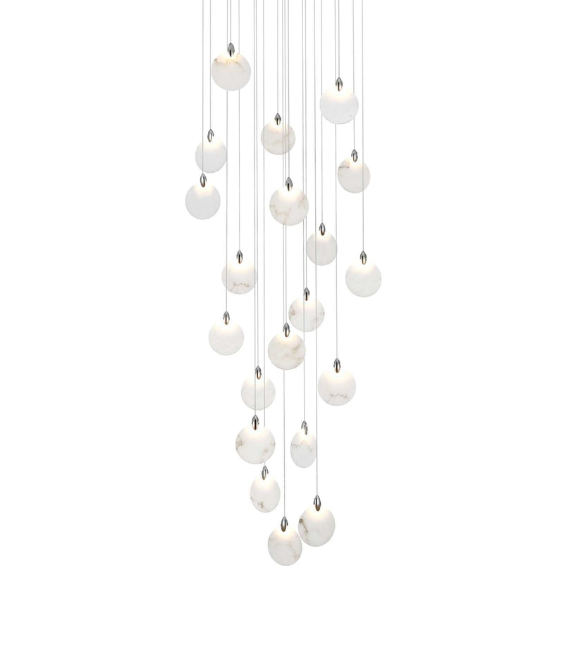 Avery 32" Round Chandelier in Chrome And Frosted White