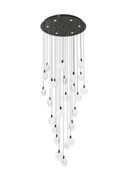 Avery 36" Round Chandelier in Black And Clear