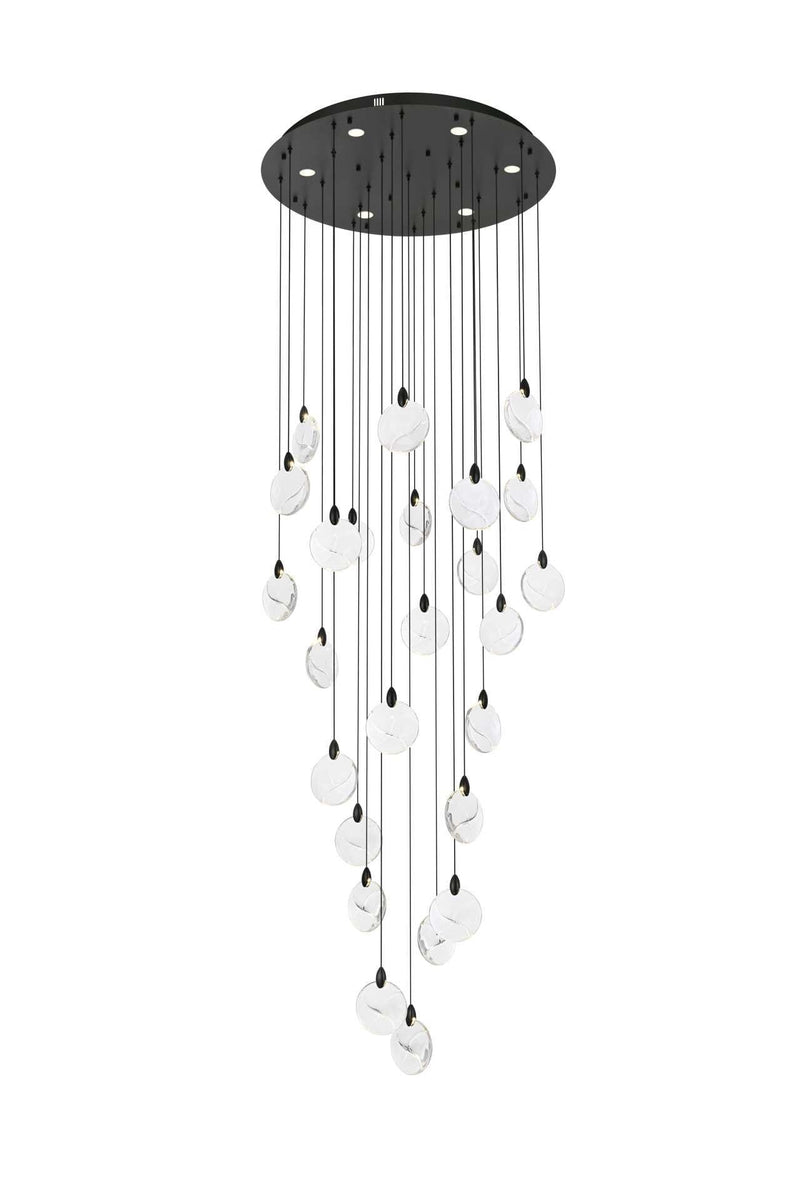 Avery 36" Round Chandelier in Black And Clear