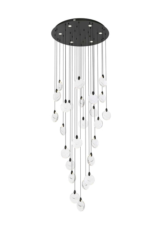 Avery 36" Round Chandelier in Black And Clear